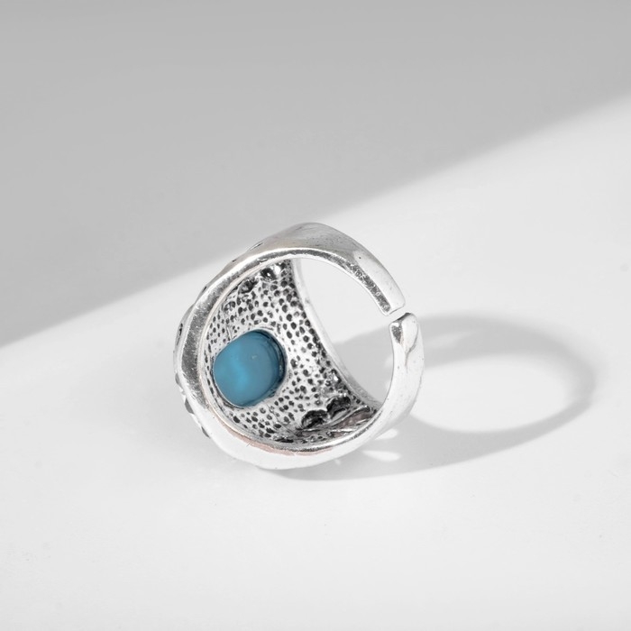 Кольцо «Бирюзовый мир» овал, цвет чёрно-голубой в чернёном серебре, безразмерное Кольцо «Бирюзовый мир» овал, цвет чёрно-голубой в чернёном серебре, безразмерное