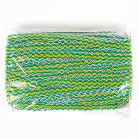 Тесьма бело-зелёно-желтая, ширина 1,2 см, в упаковке 50 м