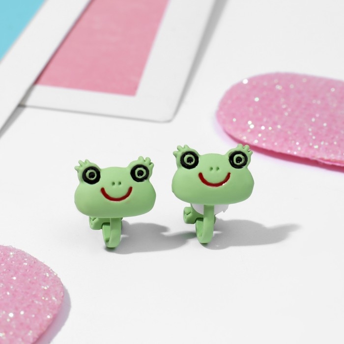 Клипсы детские &laquo;Выбражулька&raquo; лягушки, цвет зелёный