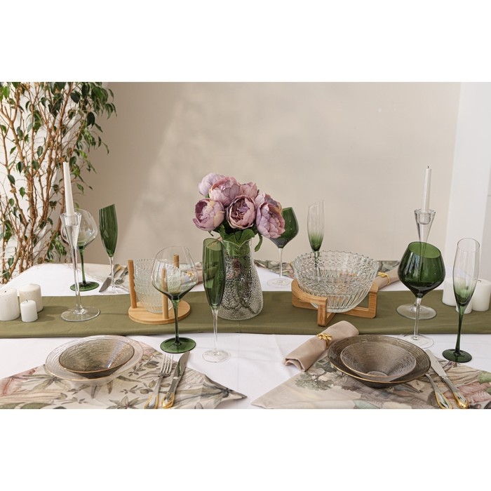 Бокал для вина стеклянный Magistro &laquo;Иллюзия&raquo;, 540 мл, 10&times;24 см, цвет ножки зелёный