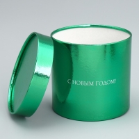 Набор коробок 2в1 круглые &laquo;С Новым годом!&raquo;, зелёный металлик, 12 х 12, 15 х 15 см, Новый год