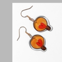 Серьги пластик &laquo;Лампочки&raquo; с сердцем, цвет коричнево-красный