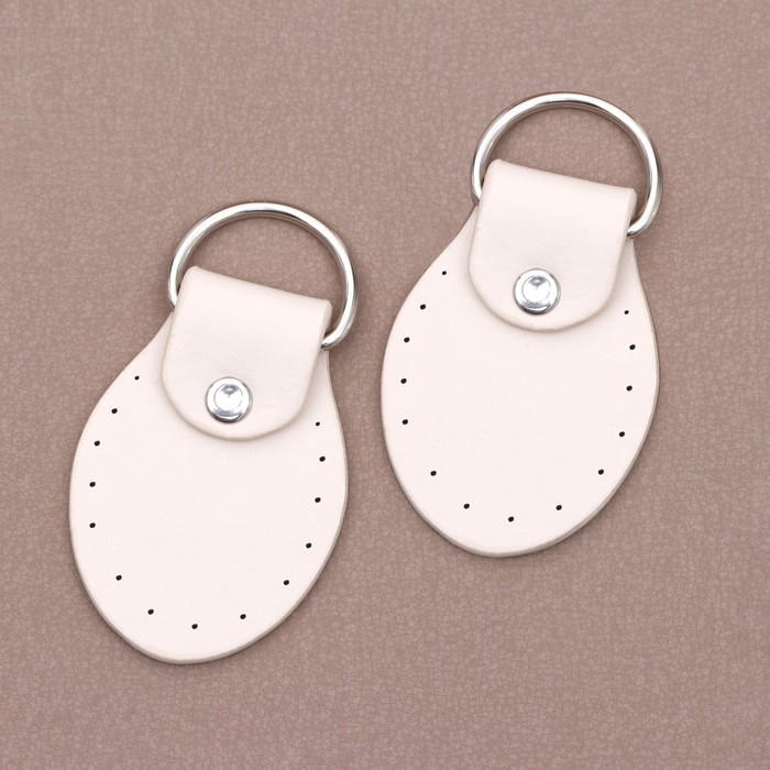 Петля пришивная для сумки, с полукольцом, пара, 7,5 × 4 см, цвет молочный/серебряный Петля пришивная для сумки, с полукольцом, пара, 7,5 × 4 см, цвет молочный/серебряный