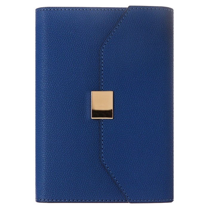Органайзер на кольцах А6+, 80 листов, кожзам, c клапаном, линия, с ручкой, в подарочной коробке, синий