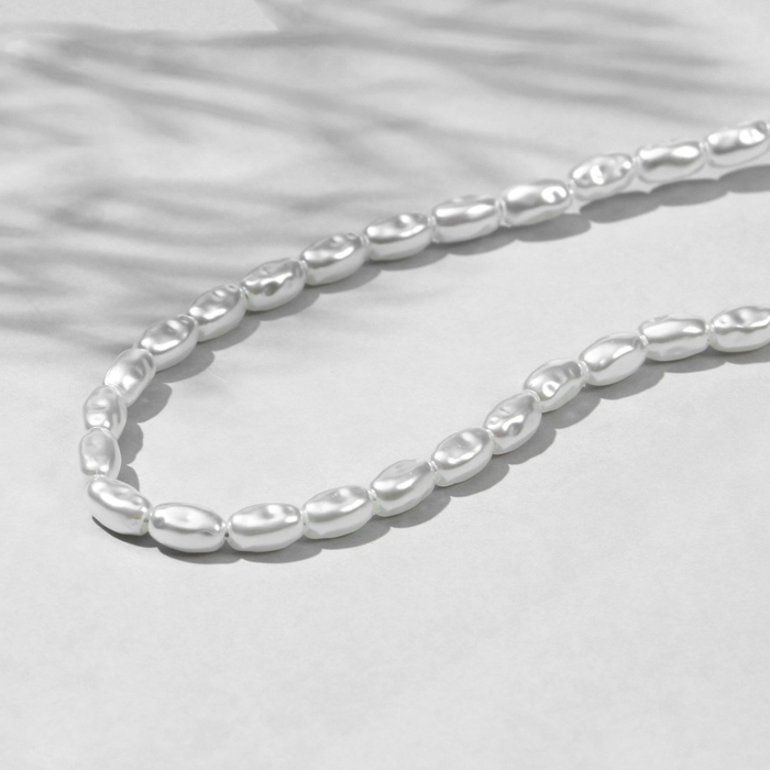 Бусины пластиковые на нити &laquo;Жемчуг&raquo; рис 0,7&times;0,5&times;0,5 см, (набор 150 шт.), цвет белый