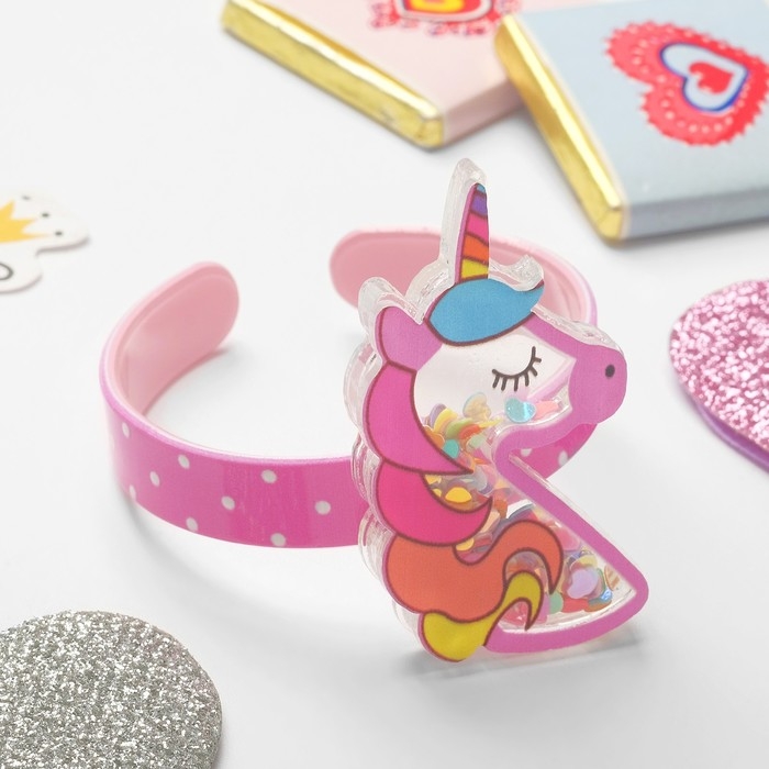 Браслет-каркас детский &laquo;Выбражулька&raquo; единорог с сердечками, d=4,5 см, цветной
