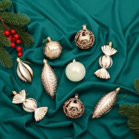 Набор украшений пластик 28 шт "Торжество" бело-золотой Набор украшений пластик 28 шт "Торжество" бело-золотой