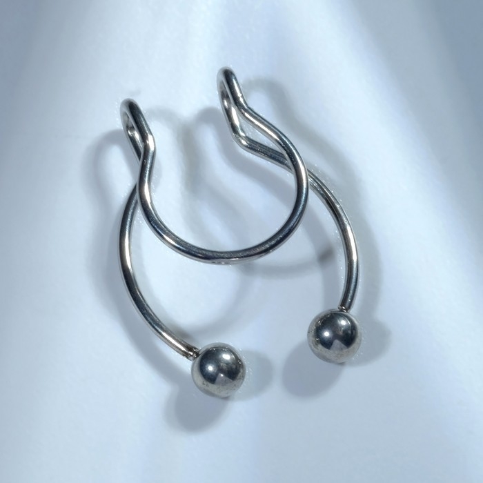 Пирсинг в нос (фейк для септума) &laquo;Шарики&raquo;, набор 5 шт., L=12 мм, цвет серебро