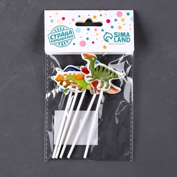 Топпер для торта &laquo;Динозаврики&raquo;, в наборе 5 шт.