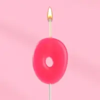 Свеча для торта &laquo;Неоновая&raquo;, цифра 0, розовая