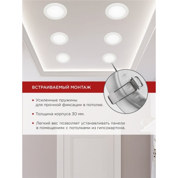 Панель светодиодная IN HOME RLP-VC, 12 Вт, 230 В, 4000 К, 960 Лм, 145x30 мм, круглая, белая