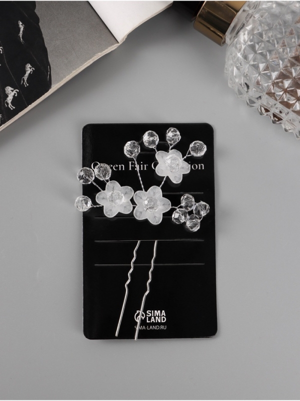 Шпилька для волос Шпилька для волос "Эмилия" цветник мини шарики, 8х7 см, прозрачный