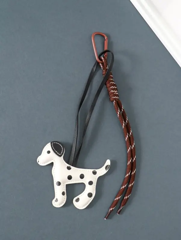 Брелок на карабине кожзам, текстиль "Далматинец" с узлом 20х9,5х1,7 см