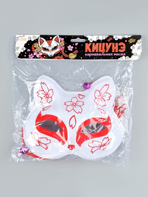 Карнавальная маска &laquo;Кицунэ. Цветы&raquo;, красный
