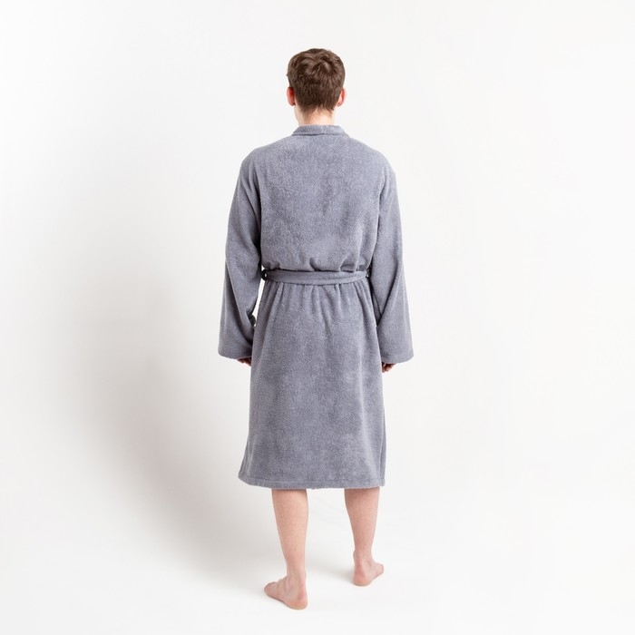 Халат махровый Экономь и Я, мужской размер 48-50 цвет серый, 100% хлопок с AIRO, 320 г/м2 Халат махровый Экономь и Я, мужской размер 48-50 цвет серый, 100% хлопок с AIRO, 320 г/м2