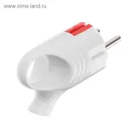 Вилка угловая, с кольцом, 16А, без з/к, 220 В, белая, розничная упаковка.