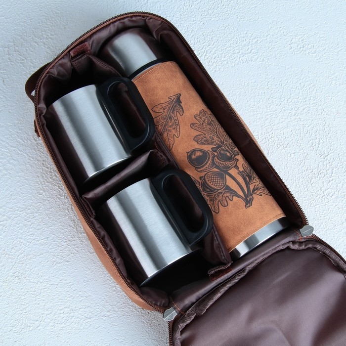 Набор &laquo;Листья&raquo;: термос 500 мл, кружка 2 шт