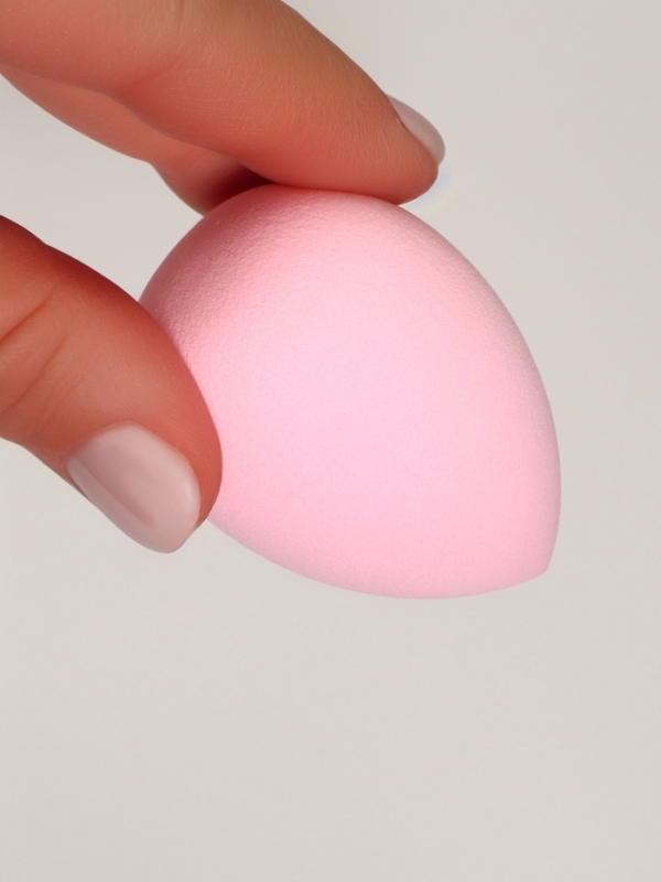 Спонж д/макияжа КАПЛЯ 6*8см с пласт подставкой латекст розовый пакет QF