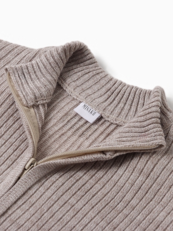 Костюм детский вязаный (кофта и брюки) MINAKU, цвет бежевый, рост 128 см
