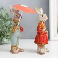 Сувенир керамика "Заюшка - под зонтом" МИКС 15,5х4,5х5 см