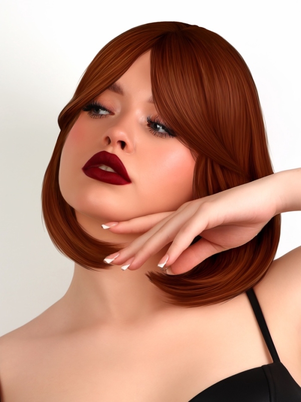 Парик искусственный, с чёлкой, имитация кожи, 30 см, цвет рыжий