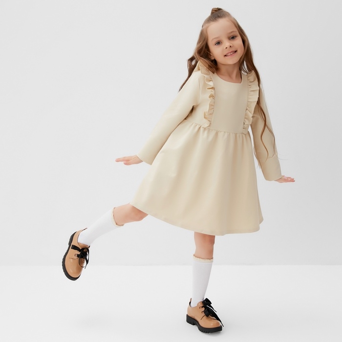 Платье для девочки с рюшей KAFTAN Платье для девочки с рюшей KAFTAN "Basic line", размер 30 (98-104), цвет кремовый