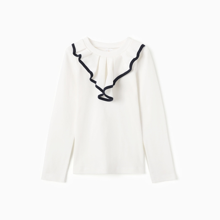 Джемпер для девочки школьный, цвет молочный, рост 116 см