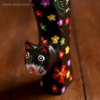 Сувенир &laquo;Кошечка черная в цветочек&raquo;, 8&times;4&times;39 см, дерево