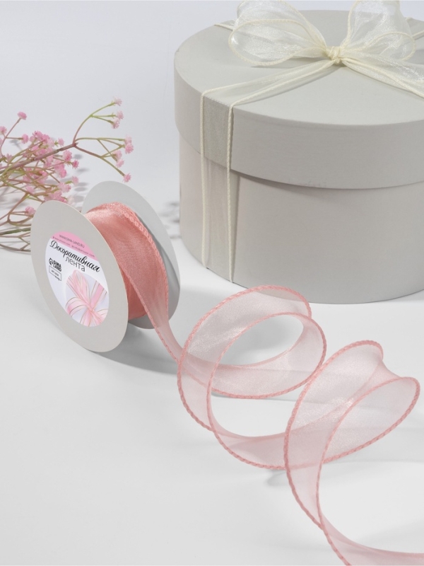 Лента капроновая &laquo;Волна&raquo;, с блеском, 40 мм, 10 &plusmn; 1 м, цвет пудровый №45