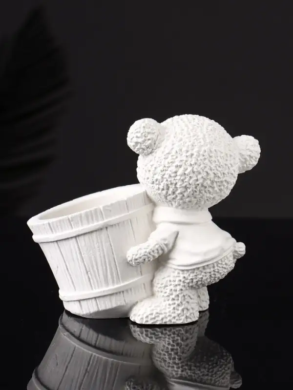 Кашпо "Медведь с горшочком" 9х10х6 см, натуральный