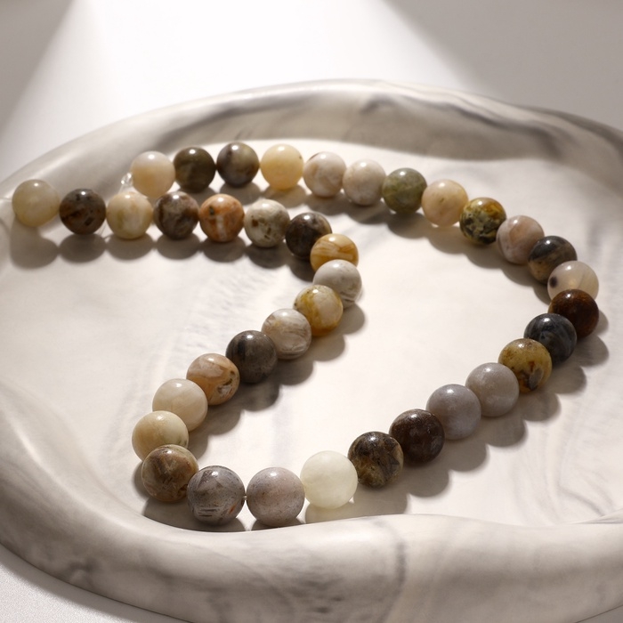 Бусины на нити шар №10 &laquo;Яшма песочная&raquo; матовая, +/- 38 см