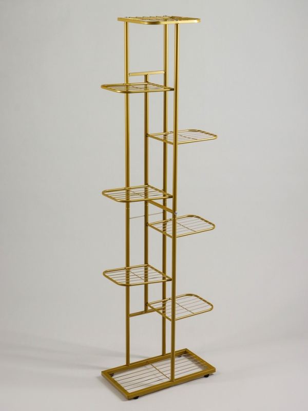 Подставка для цветов Greengo, 8 полок, 43 &times; 22 &times; 141 см, напольная, металл, цвет золотой