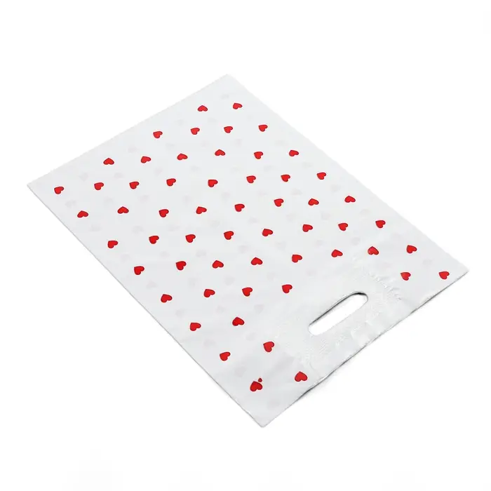 Пакет полиэтиленовый с вырубной усиленной ручкой, &laquo;Сердечки&raquo; 30&times;40 см, 50 мкм