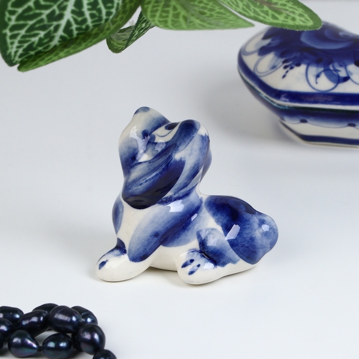 Сувенир гжель &laquo;Бассет&raquo;, бело-синий,керамика,