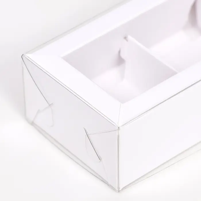 Коробка складная с прозрачной крышкой, 10&times;6&times;3.5 см, белая