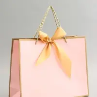 Пакет подарочный, розовый , с бантом, 32 х 25 х 11 см