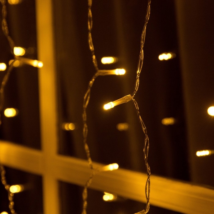 Гирлянда &laquo;Занавес&raquo;, 2&times;1.5 м, IP44, 280 LED, 8 режимов, солнечная батарея, прозрачная нить, свечение тёплое белое