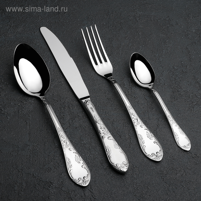 Набор столовых приборов &laquo;Посольский&raquo;, 24 предмета, декоративная коробка, цвет серебряный