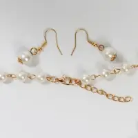 Набор 2 предмета: серьги, колье &laquo;Жемчуг&raquo; звезда в полумесяце, d=0,6-0,8, цвет белый в золоте