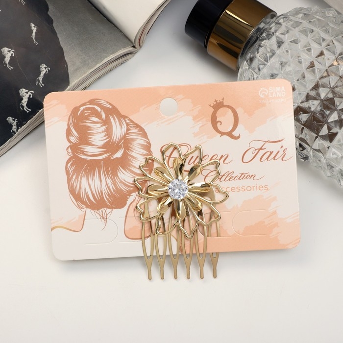 Гребень для волос &laquo;Либерти&raquo;, горный цветок, 5.5&times;3.5 см, золото