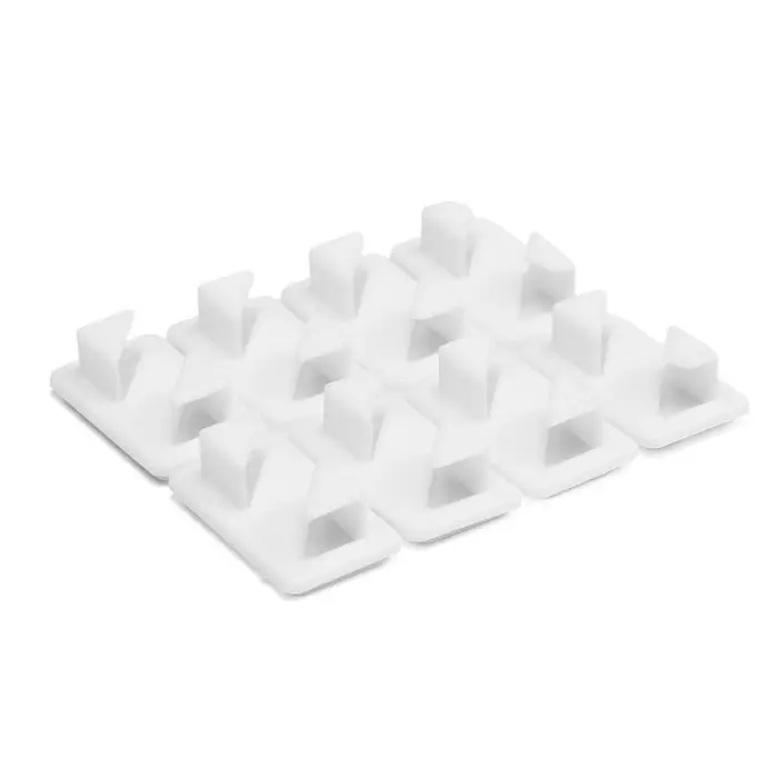 Держатель самоклеящийся для проводов и гирлянд ТУНДРА krep, 8&times;30&times;15 мм, белый, 8 шт.