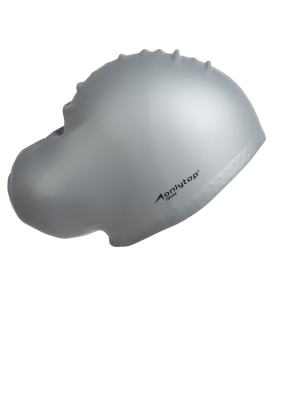 Шапочка для плавания силиконовая для длинных волос, цвет серый