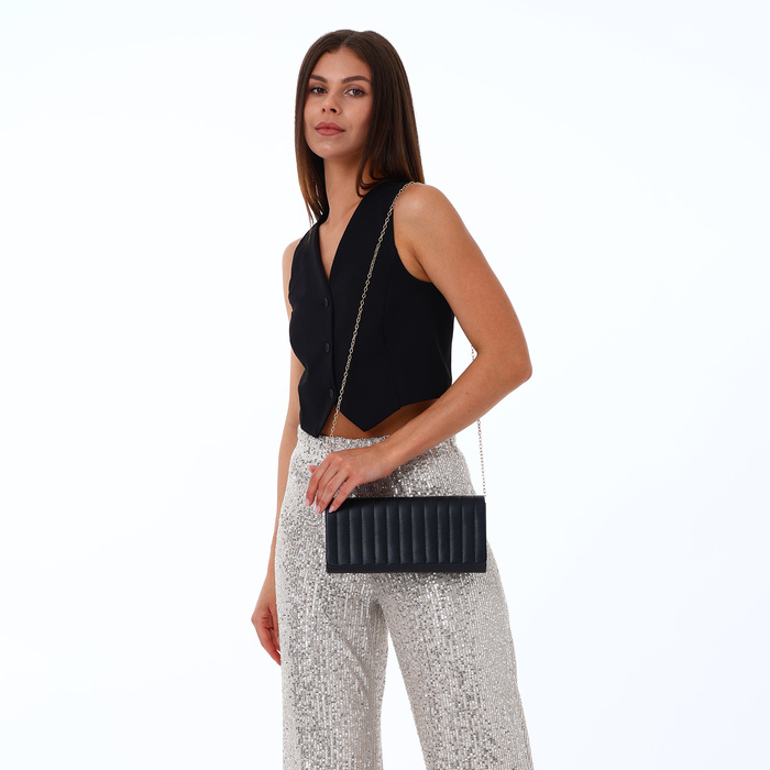 Сумка-клатч, отдел на клапане, цвет чёрный
