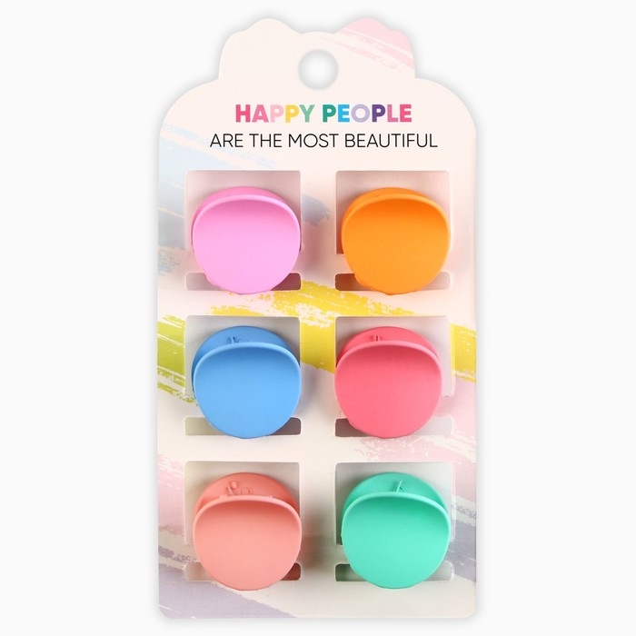 Краб для волос &laquo;Happy people&raquo;, набор 6 шт, 2.5 х 2.5 х 1.5 см