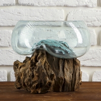 Вазон стекло на дереве "Забота" 20х25х25 см, МИКС