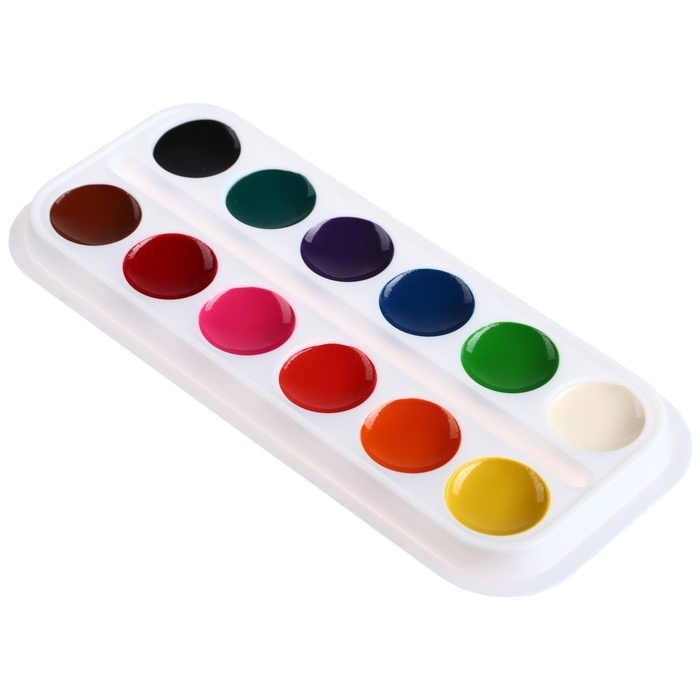 Акварель медовая &laquo;Тачки&raquo;, 12 цветов, в картонной коробке, без кисти