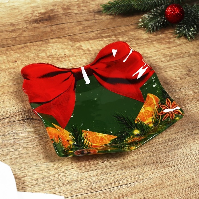 Тарелка новогодняя Дорого внимание &laquo;Апельсины&raquo;, 15 х 17,3 см, стекло