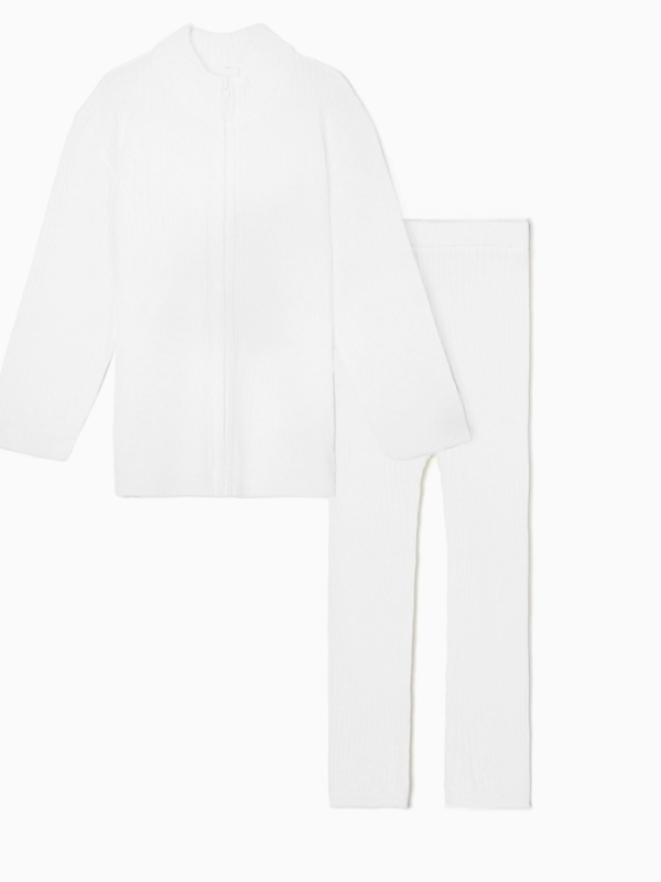 Костюм детский вязаный (кофта и брюки) MINAKU, цвет белый, рост 122 см