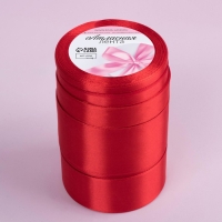 Набор атласных лент, 5 шт, размер лент: 6/10/20/40/50 мм &times; 23 &plusmn; 1 м, цвет красный