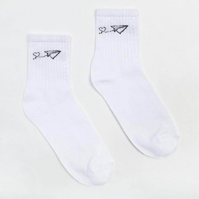 Носки женские MINAKU &laquo;Самолёт&raquo;, цвет белый, размер 38-39 (25 см)